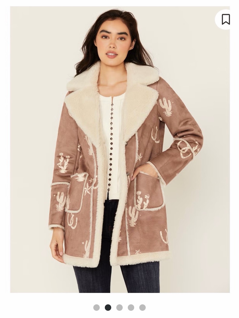 IDYLLWIND Miranda Lambert Medium Suede Sherpa Cactus Horseshoe Western Coat